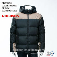 2016 Men Hooded Short Goose Down Jacket with Contrast Color